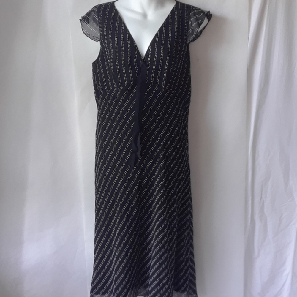 INC Women's SILK, Maxi Black & White Dress, size10